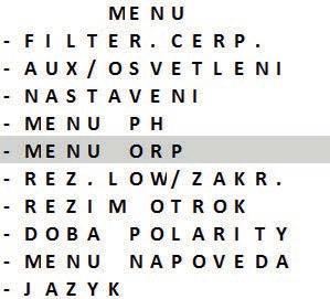 5.3.4 Nastavení doporučeného bodu Redox Nastavení doporučeného bodu Redox určuje okamžik, kdy zařízení vyrábí chlor.