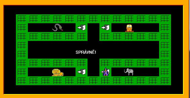 c) Jakmile se uživateli podaří uhodnout všechna zvířata, program vypíše: UŽ ZNÁŠ VŠECHNA ZVÍŘTA, MŮŽEŠ JÍT DOMŮ.