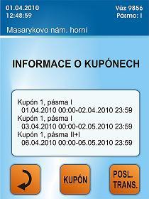 9 5. Informace o kartě Volbou tlačítka INFO na základní obrazovce se zobrazí základní údaje o kartě včetně aktuálního zůstatku ELP.