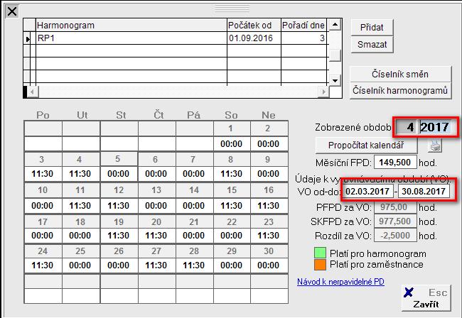 POUŽITÍ NASTAVENÍ "HARMONOGRAM SMĚN" PRO ÚČELY PŘEDNASTAVENÍ PŘÍPLATKŮ V RÁMCI PRAVIDELNÉ PD Nastavení Harmonogram směn můžete použít i pro usnadnění práce v rámci pravidelné pracovní doby tak, že si