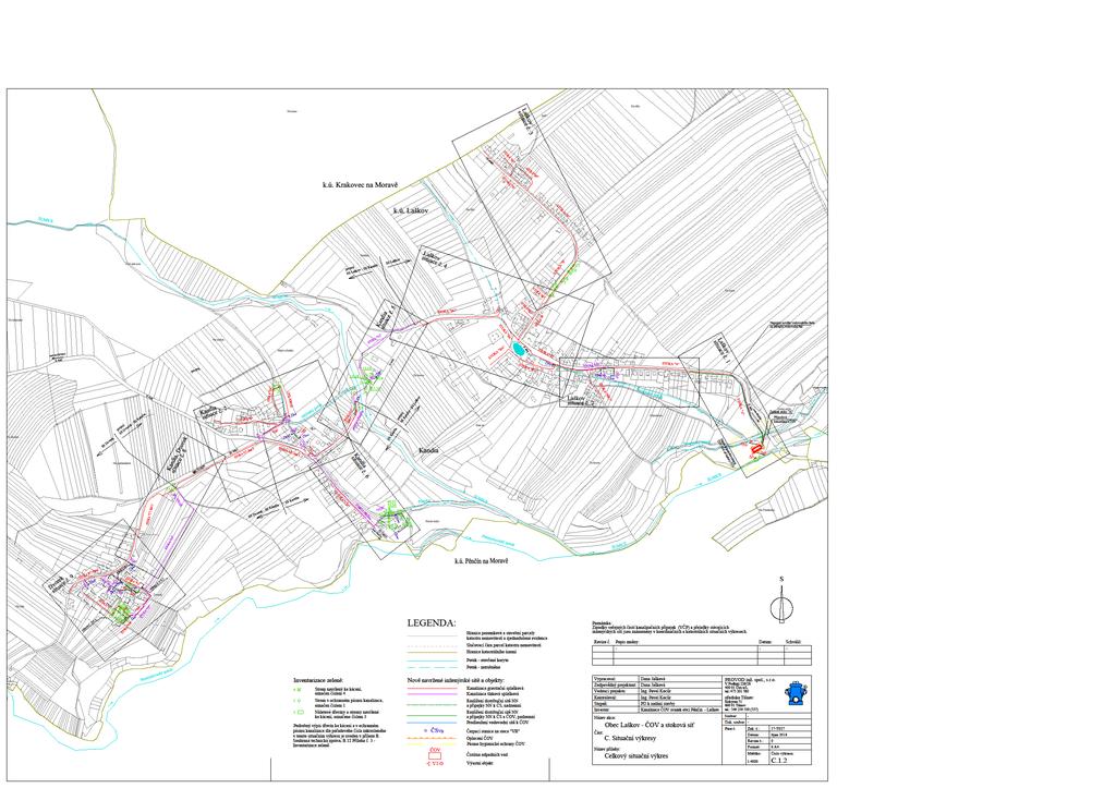 Přehledná situace stokové sítě KANDIA LAŠKOV