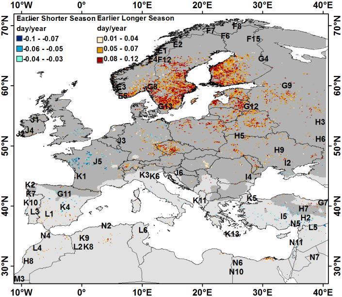 časoprostorového měřítka. Tato studie přispívá k přesnějšímu pochopení vazeb mezi distanční fenologií a tradiční pozemní fenologií. (LIANG, SCHWARTZ, SONGLIN, 2011) GUYON [et al.