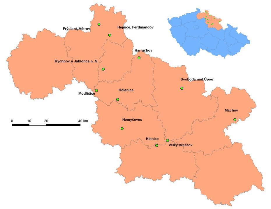 Mezi Obr. 14: Lesní fenologické stanice ČHMÚ v Liber. a Královéhrad.