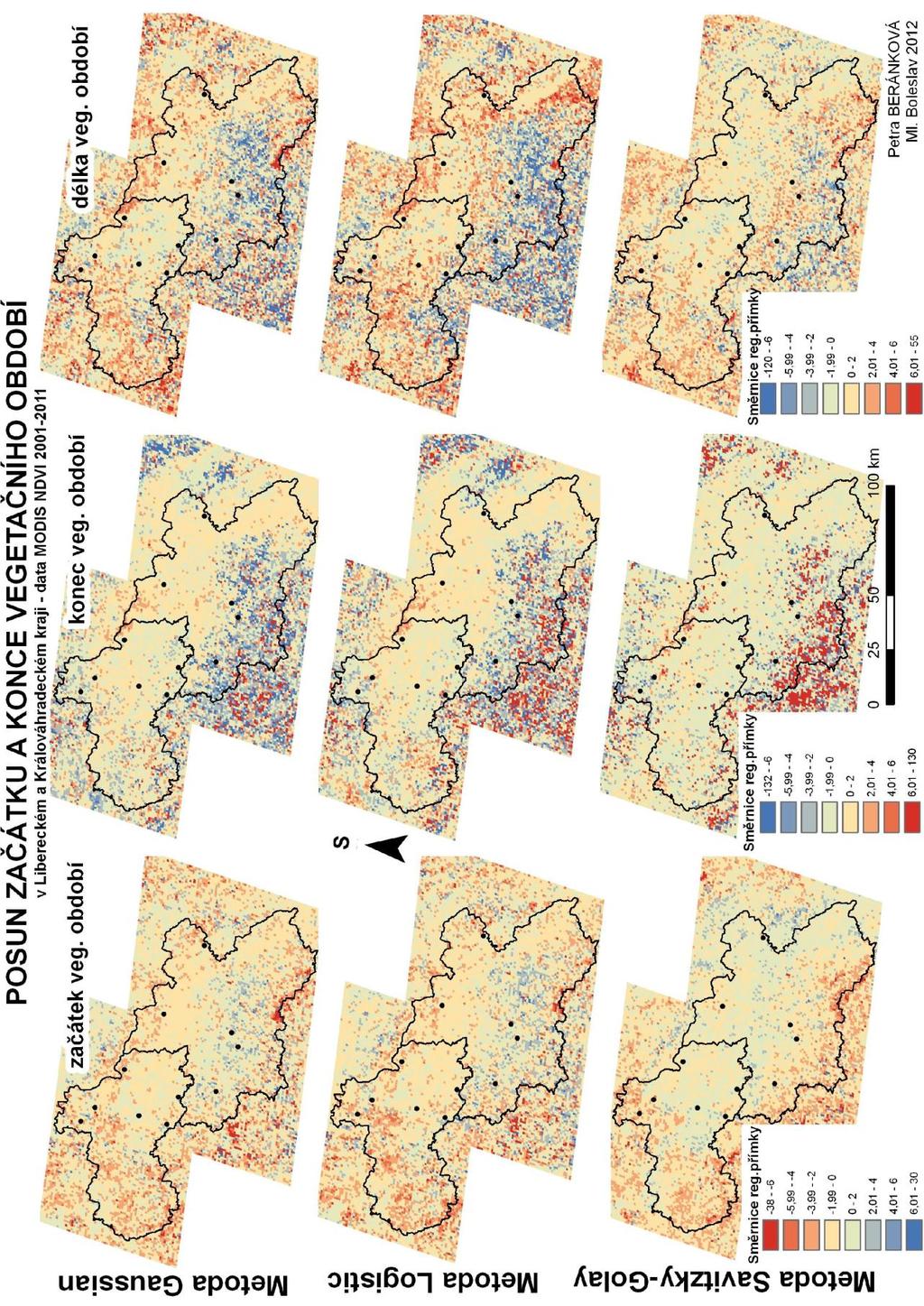 Obr. 28: Data MODIS NDVI posun začátku a
