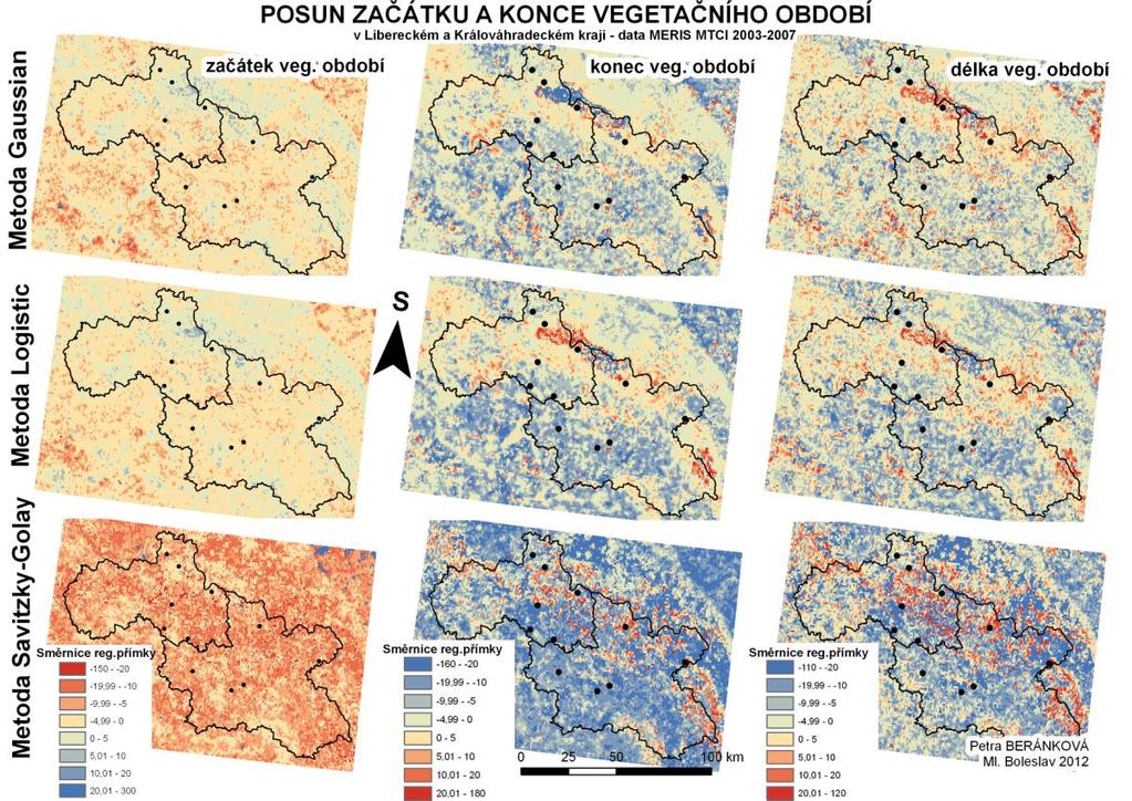 7.1.4 Data MERIS MTCI - Liberecký a Královéhradecký kraj Datová sada MERIS MTCI obsahuje data pro období velmi malé 2003-2007.