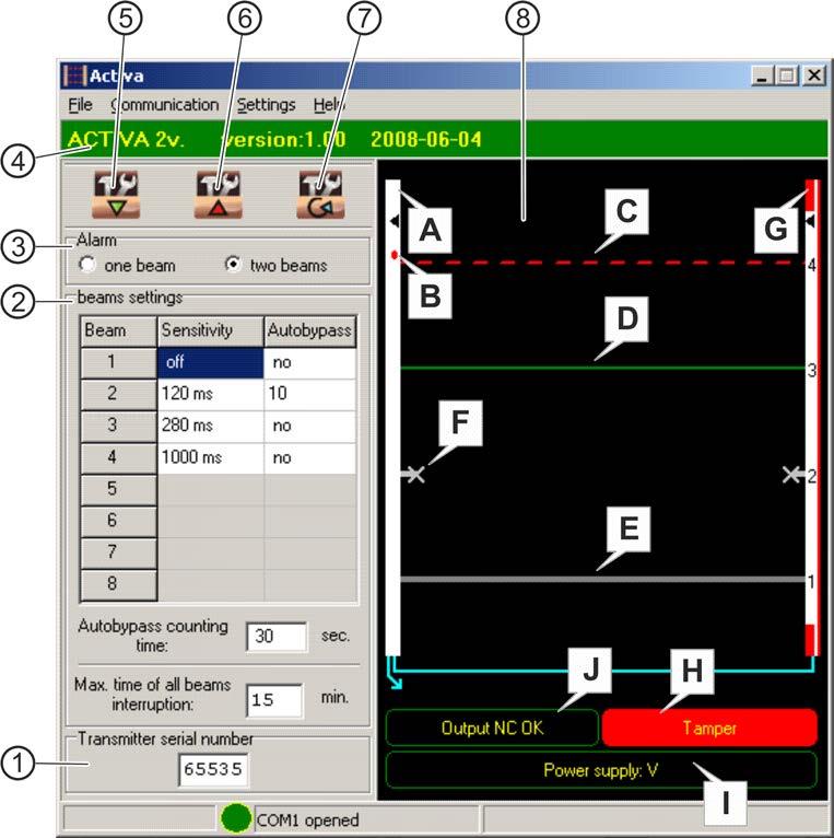 6 ACTIVA SATEL 4.2 Konfigurace pomocí počítače Součástí dodávky závory ACTIVA je i konfigurační/diagnostický program pracující na počítačích kompatibilních IBM PC/AT.