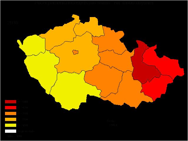 Astma Počet léč.pacientů-astma bronchiale na 10 tis.obyv.