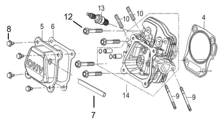 Katalog náhradních dílů Motor Spare parts list Engine 4 797001004 Těsnění hlavy válce Cylinder head gasket 5 797001005 Ventilové víko Cylinder head cover 6 797001006 Těsnění ventilového víka Cylinder