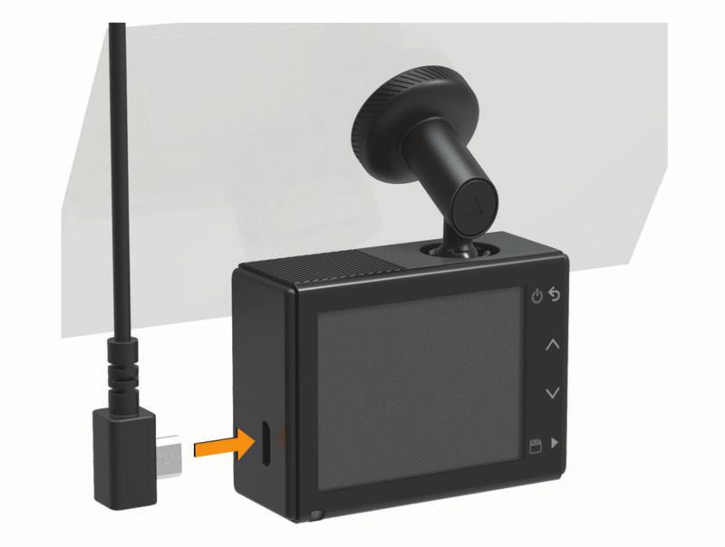 Připojení přístroje do napájecí zásuvky vozidla 1 Do USB portu přístroje připojte napájecí kabel. 2 Druhý konec kabelu veďte k napájecí zásuvce Vašeho vozu.