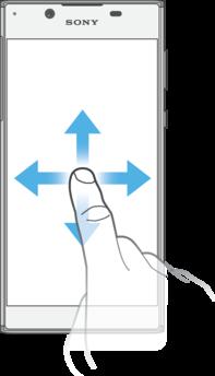 Přejíždění prstem Posun nahoru nebo dolů v seznamu Posun doleva nebo doprava, například mezi panely