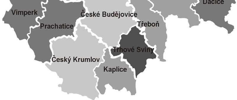 I. Struktura průmyslu v regionech ČR Jihočeský kraj Regionální struktura rozdělení účetní přidané hodnoty v obcích s rozšířenou působností v roce 2005 Administrativní mapa