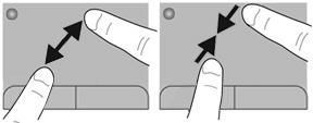 POZNÁMKA: POZNÁMKA: Rychlost posouvání je dána rychlostí pohybu prstů. Posunování pomocí dvou prstů je v nastavení od výrobce povoleno.