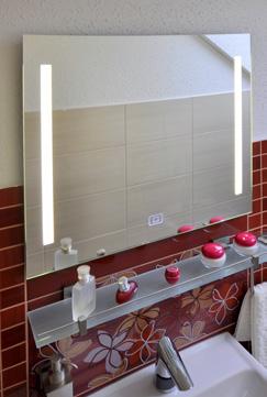 Knopfschalter Mirror with a strip light, 2 stripes 2 cm bright, button switch LUMINA SENSOR WHITE * 70 x 70 cm * 2 x