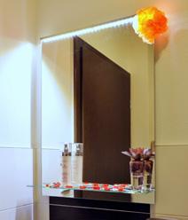Edelstahlprofil, Knopfschalter Mirror with LED lighting, button switch ORION OP 70 x 50 cm 1 x 8W,