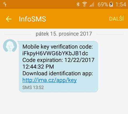 1.1 Načtení Mobilního Klíče ze serveru IDM Pokud již máte správcem systému založený