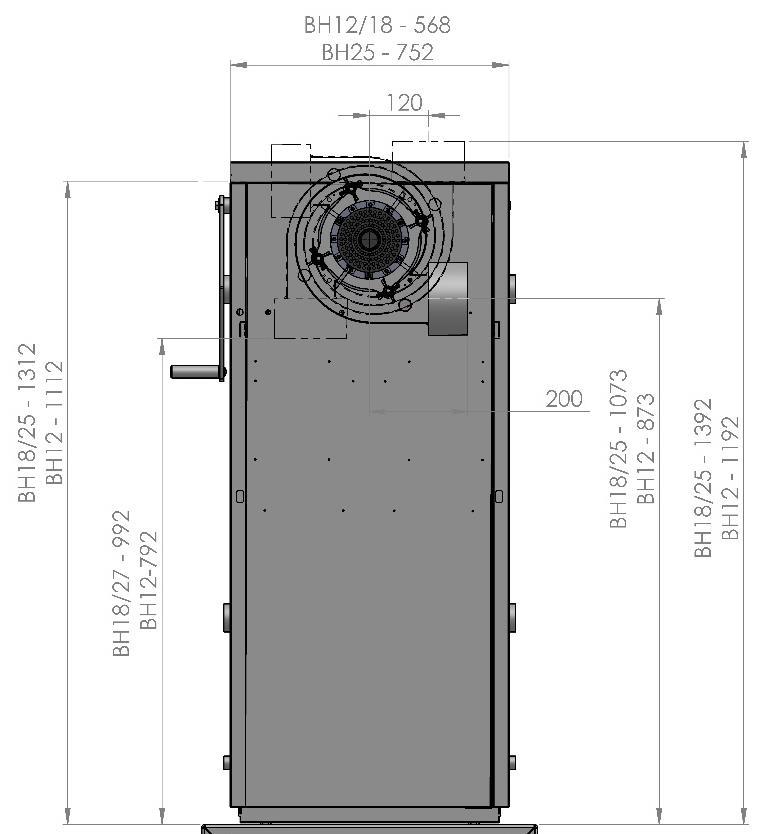 4. Montáž odtahového ventilátoru Odtahový ventilátor je dodáván demontovaný, pro přepravu vložen do přikládací komory kotle. Na kouřovodu kotle povolte šroub s vnitřním šestihranem.