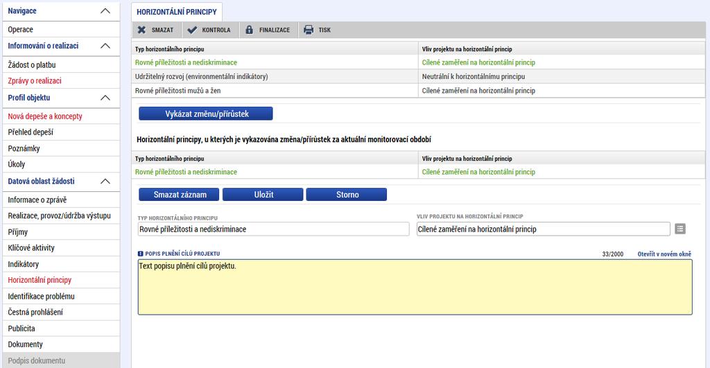 3.7 Záložka IDENTIFIKACE PROBLÉMU Příjemce klikne v levém menu na záložku IDENTIFIKACE PROBLÉMU.