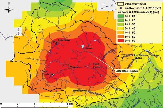 Hodnoty maximálních intenzit srážek jsou však zatíženy velkou nejistotou, protože v jádru srážek se nenachází žádná srážkoměrná stanice, a proto nebylo možné významněji zpřesnit odhad srážek z