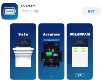 IOS Applikace Krok 1: Stažení a instalace aplikace: Najděte solarfam v App Store,Najděte naši aplikaci, stáhněte a nainstalujte.