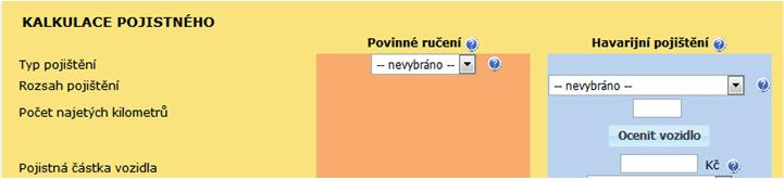 Havarijní pojištění Pro správné stanovení obvyklé ceny vozidla prostřednictvím tlačítka Ocenit vozidlo bude nyní nutné vyplnit počet najetých kilometrů.