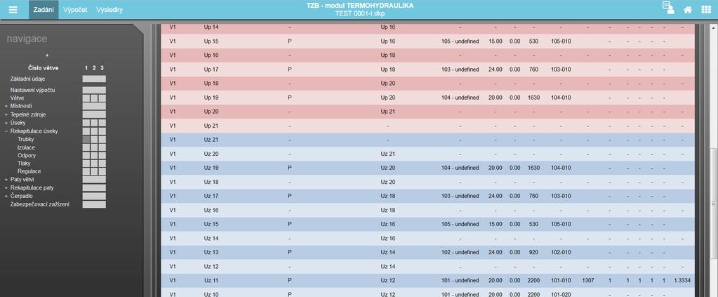 Specifika formuláře zadání: REKAPITULACE ÚSEKY (2.