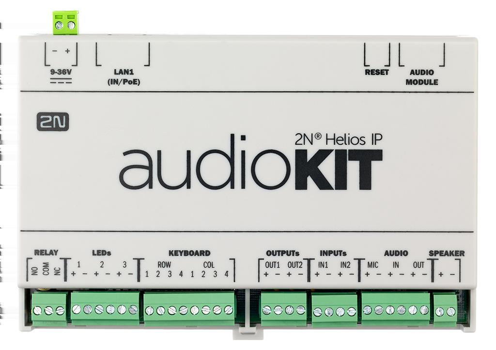 2.3 Elektrická instalace V této kapitole je popsáno připojení 2N Helios IP Audio Kit do lokální počítačové sítě, připojení napájecího napětí a zapojení ostatních elektrických rozhraní.