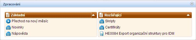 Export organizační struktury pro IDM (HE0084) Tento modul je určen pro ČR. Jde o dynamický dokument ve formátu XML.