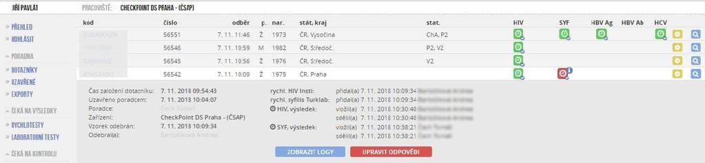 syfilis (v dalších měsících i další infekce, zejména HCV, HBV apod.