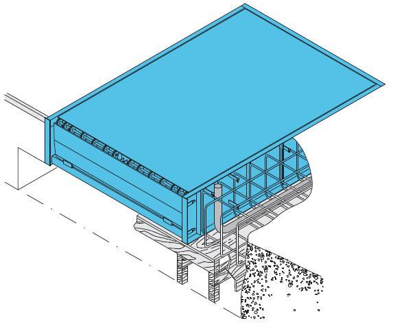 P Pit rám k postavení a přivaření * Můstek stojí na nosném betonu u zadní stěny jímky.