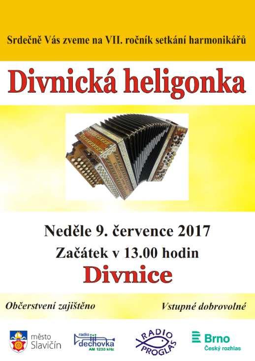 VII. ročník setkání harmonikářů Divnická heligonka neděle 9. července 2017, 13.