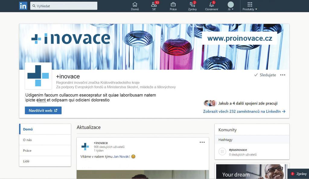 LinkedIn Vizuální část