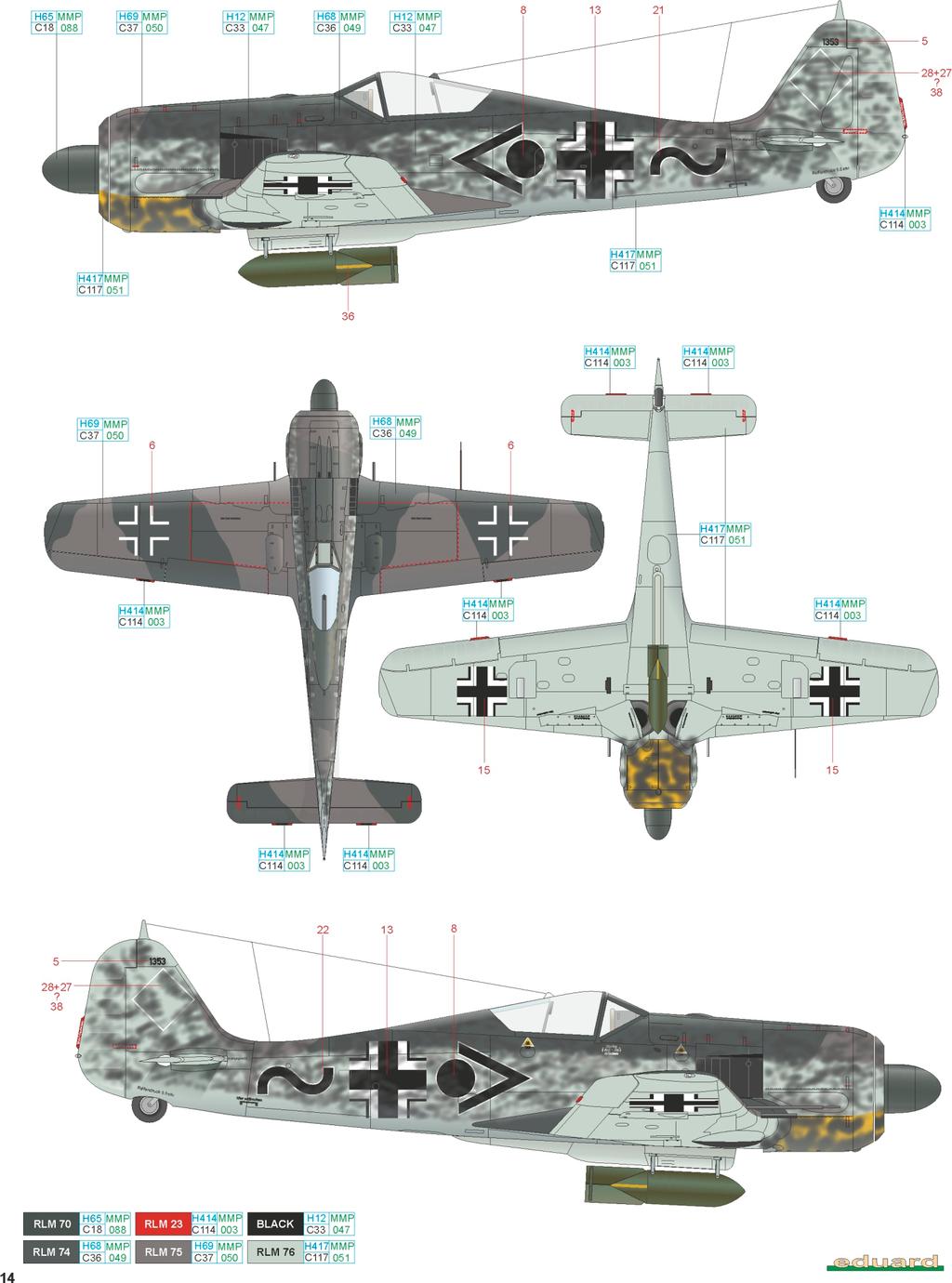 D Fw 190A-5/U8, W.Nr. 51353, Oblt. Kurt Hevler, Stab IV./SKG 10, Cognac, Francie, červen 1943 Dne 4. června 1943 zamířilo 18 bitevních Fw 190 s podvěšenými pumami od IV.