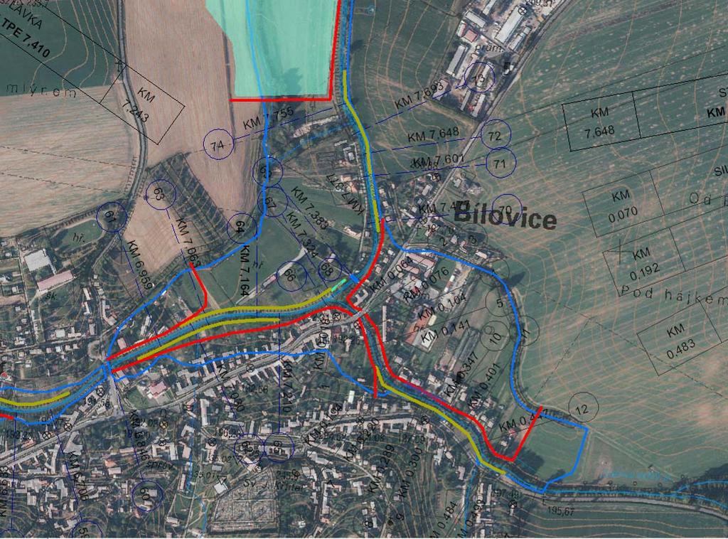 V úseku nad Bílovicemi bylo v souvislosti s územním rozvojem