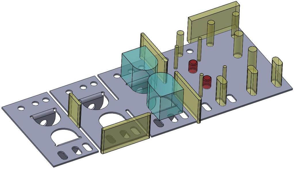 Tab. 6 Popis kroků varianty A Číslo kroku 1 2 Typ operace Nastřižení svitku krokovým střižníkem Vystřižení otvorů Ø 8 mm, Ø 10 mm a drážky Zahledání technologických otvorů Ø 10 mm Vystřižení otvorů Ø