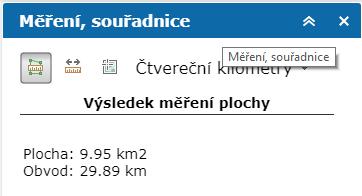 2:11 :: Měření V mapové komponentě lze zobrazit souřadnice v konkrétním místě a provádět měření délek a ploch.