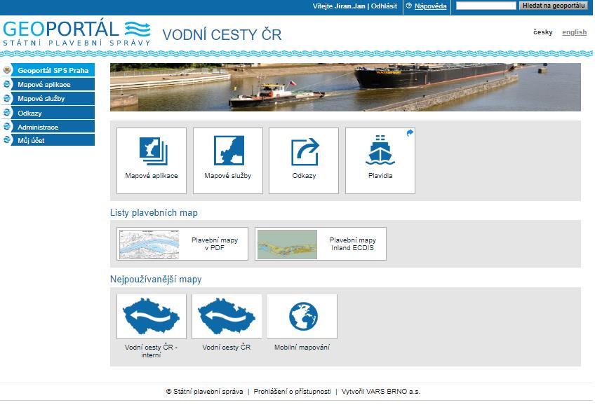 1 :: Úvod Geoportál Státní plavební správy (dále SPS) je přístupný prostřednictvím webového prohlížeče na adrese http://geoportal.plavebniurad.cz.