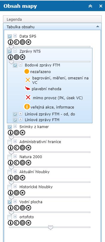 2:7 :: Obsah mapy Legenda Dialog Obsah mapy slouží pro práci s mapovými vrstvami a je tvořen hned několika záložkami. Pod záložkou se zobrazí legenda k aktivním mapovým službám a vrstvám tj.