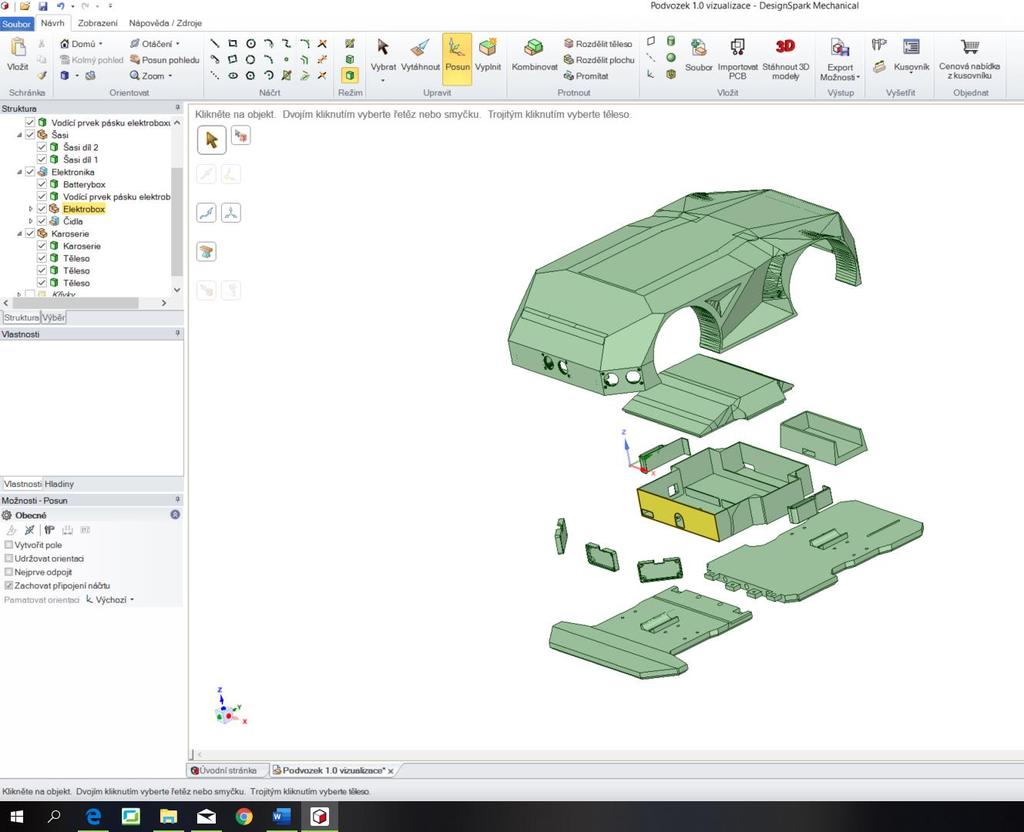 2. Konstrukce Tento projekt využívá zejména komponentů vyrobených pomocí technologie 3D tisku.