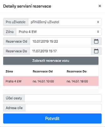 interval od kdy do kdy. Účel cesty a Adresa cíle jsou volitelné prvky.