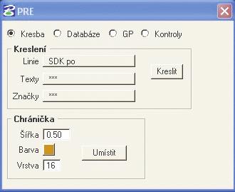 PRE Aplikace PRE je určena pro kreslení výkresu ve struktuře pro PRE, připojování databází k prvkům, naplňování databáze a ke kontrole výkresu, zda je v požadované struktuře.