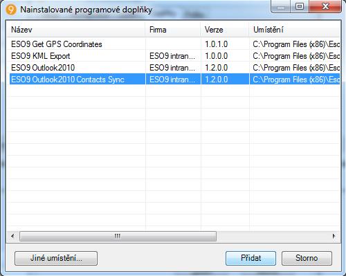 Dojde k otevření dalšího okna, zde je třeba vybrat doplněk ESO9