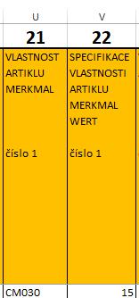 Specifikace vlastnosti artiklu do Specifikace