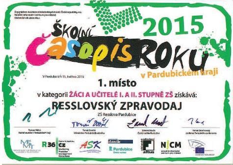 Programování krajské kolo 1., 4. místo PC-ák okresní kolo Test znalostí 3. místo S-ROBOT 1. místo Robotizace 1., 3. místo Český jazyk Pardubický pramínek II. kategorie - 3.