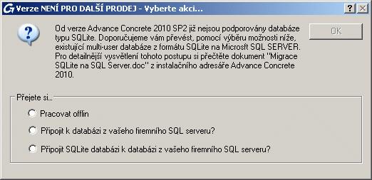 Konverze databáze z předchozí verze Od verze Advance Concrete 2010 SP2 již nejsou podporovány databáze typu SQLite (.sq3), které byly doposud používány k uložení modelu v módu multi-user.