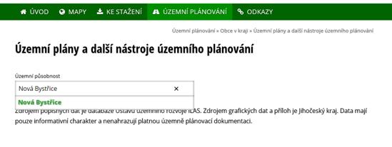 5. Jak vyhledat územní plán a další dostupné dokumentace konkrétní obce? Podskupina Obce v kraji. Tato podskupina je pro širší veřejnost pravděpodobně nejatraktivnější.