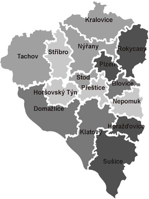 Plzeňský kraj Regionální struktura rozdělení absolutní míry rizika v obcích s rozšířenou působností (ORP) v roce 2003 Administrativní mapa rozložení absolutní míry rizika průmyslové