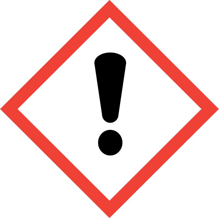 Značení splňující nařízení číslo 1272/2008 ve znění pozdějších předpisů: Varovné označení: Varování Piktogramy: Věty popisující druhy rizik: H317 Může vyvolat alergickou kožní reakci.