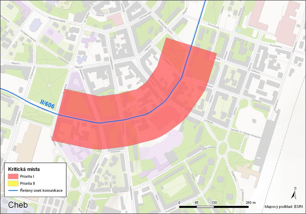 Obr. 5: Situace kritickéh místa pririty I v Chebu, ul.