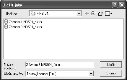 6.3.6 Uložení nastavených parametrů regulátoru V okně MRS 04 data (viz.