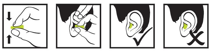 EN User instructions The earplugs must be fitted in accordance with the following instructions. Earplugs should be worn all the time the user is exposed to noise.
